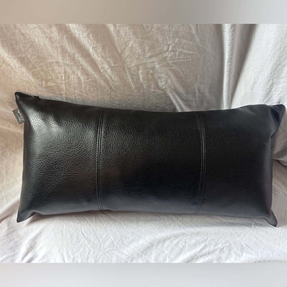 Faux Leather Pillow, black